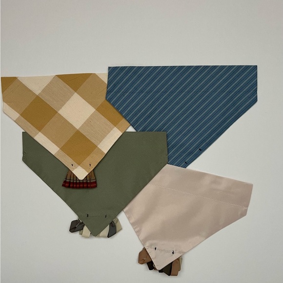 Set of 4 Designer Dog Bandana’s. Lined with 3/4” Casing for Collar. - Picture 3 of 3